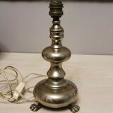 Pied de lampe métal argenté sur 3 griffes pieds de lion