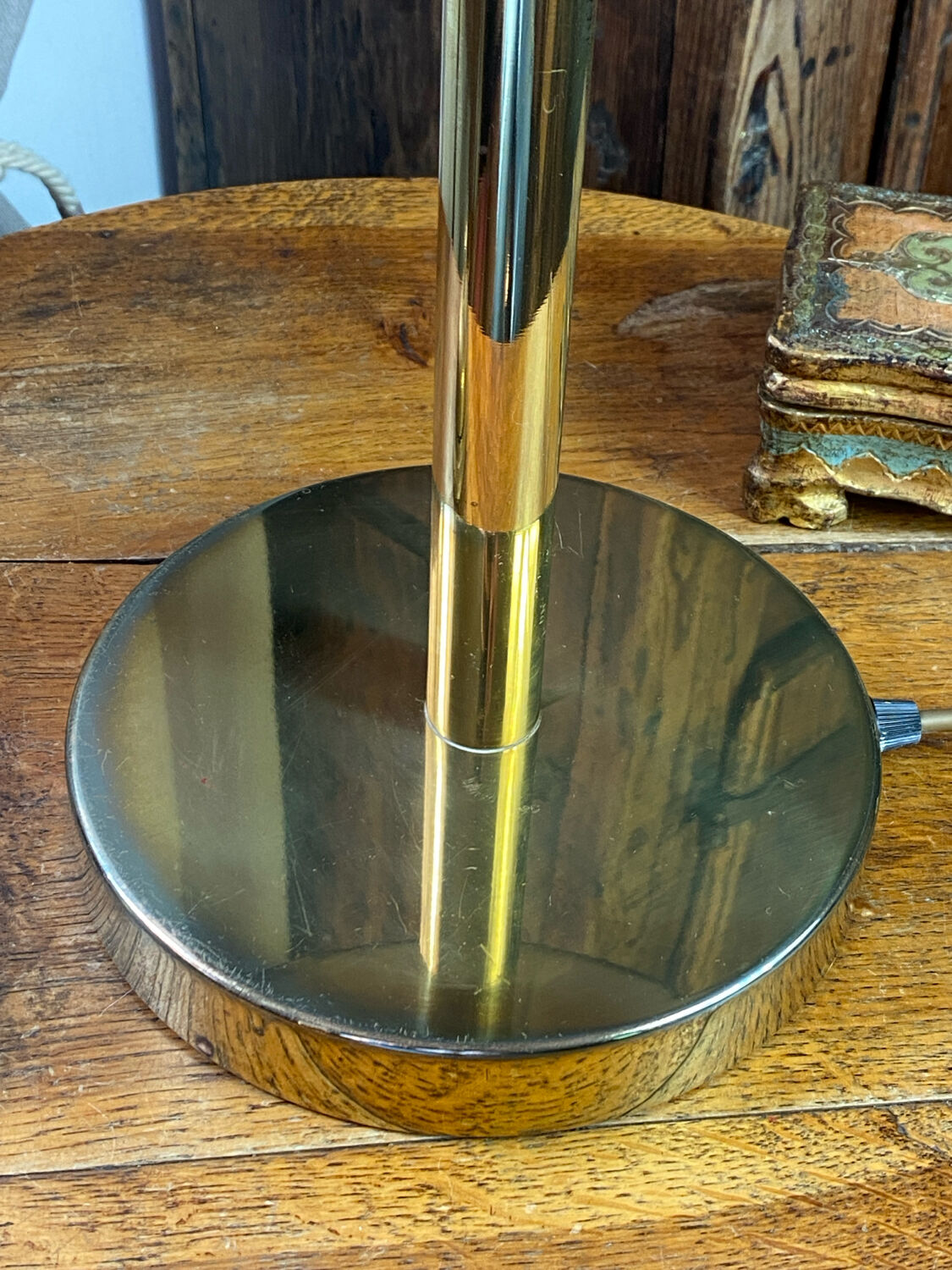 Brass lamp with pleated shade