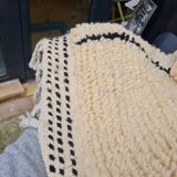 White Berber carpet with black diamond 110x140cm