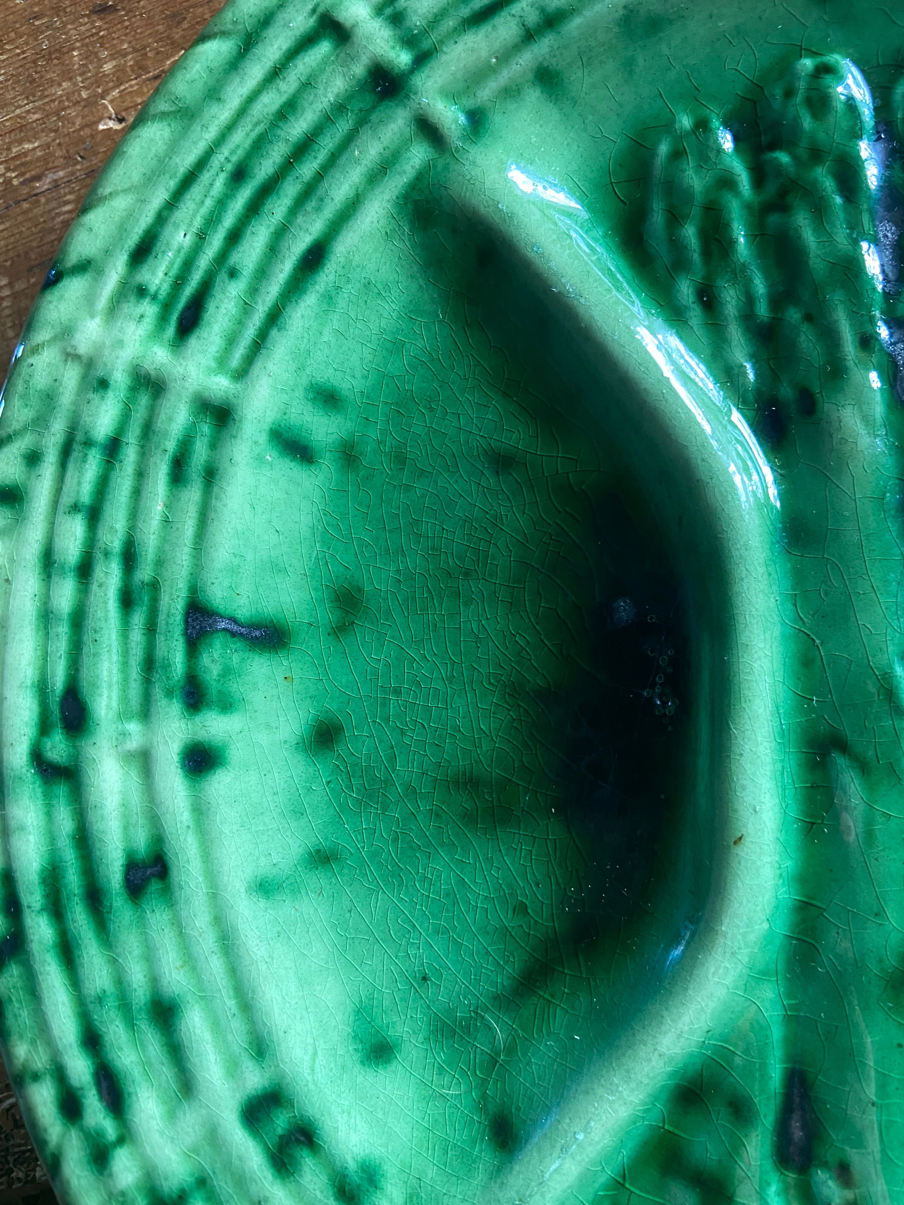 Green asparagus plates in slurry Vallauris 6 pieces
