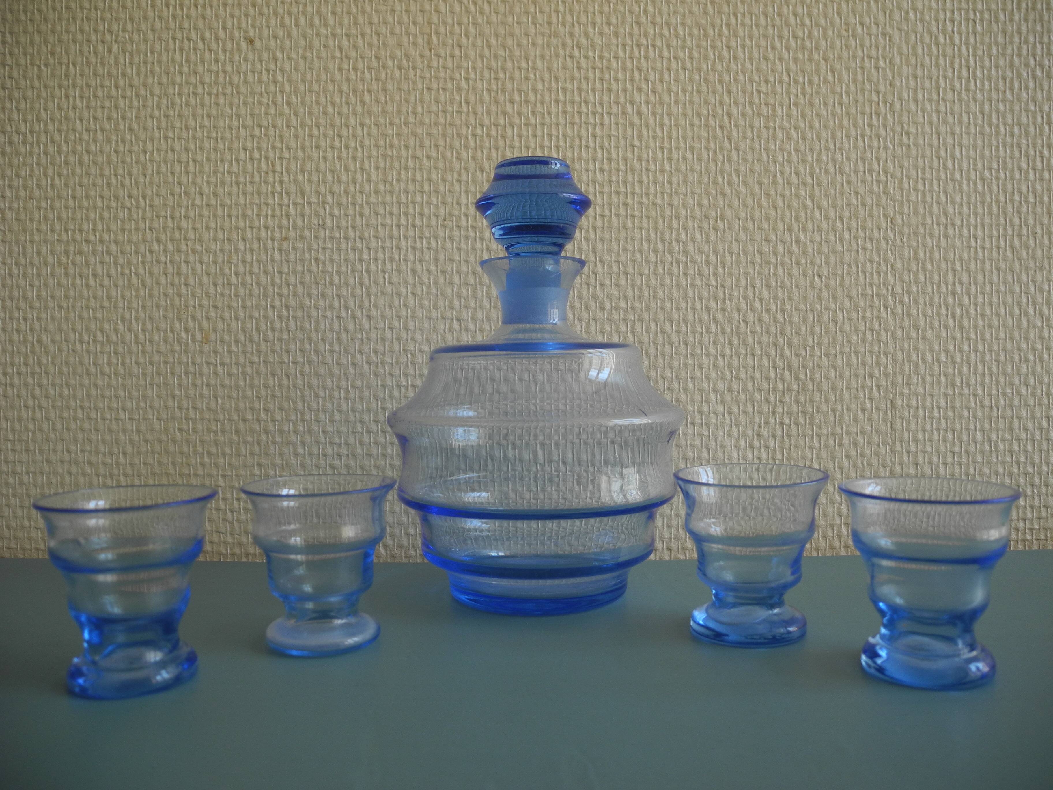 Liqueur service carafe crystal glasses bohemian crystal glasses
