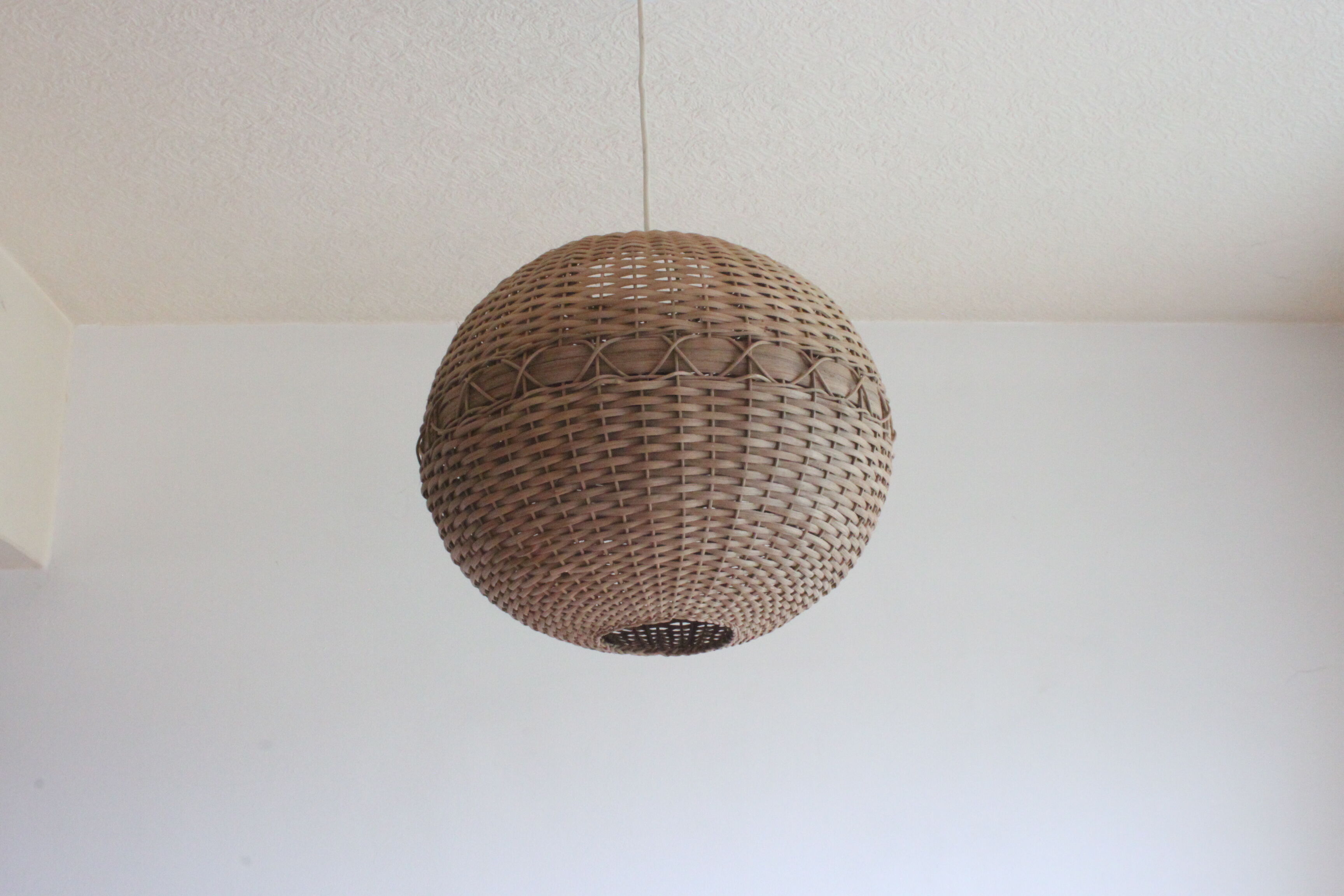 Rattan ball pendant light, 1960s