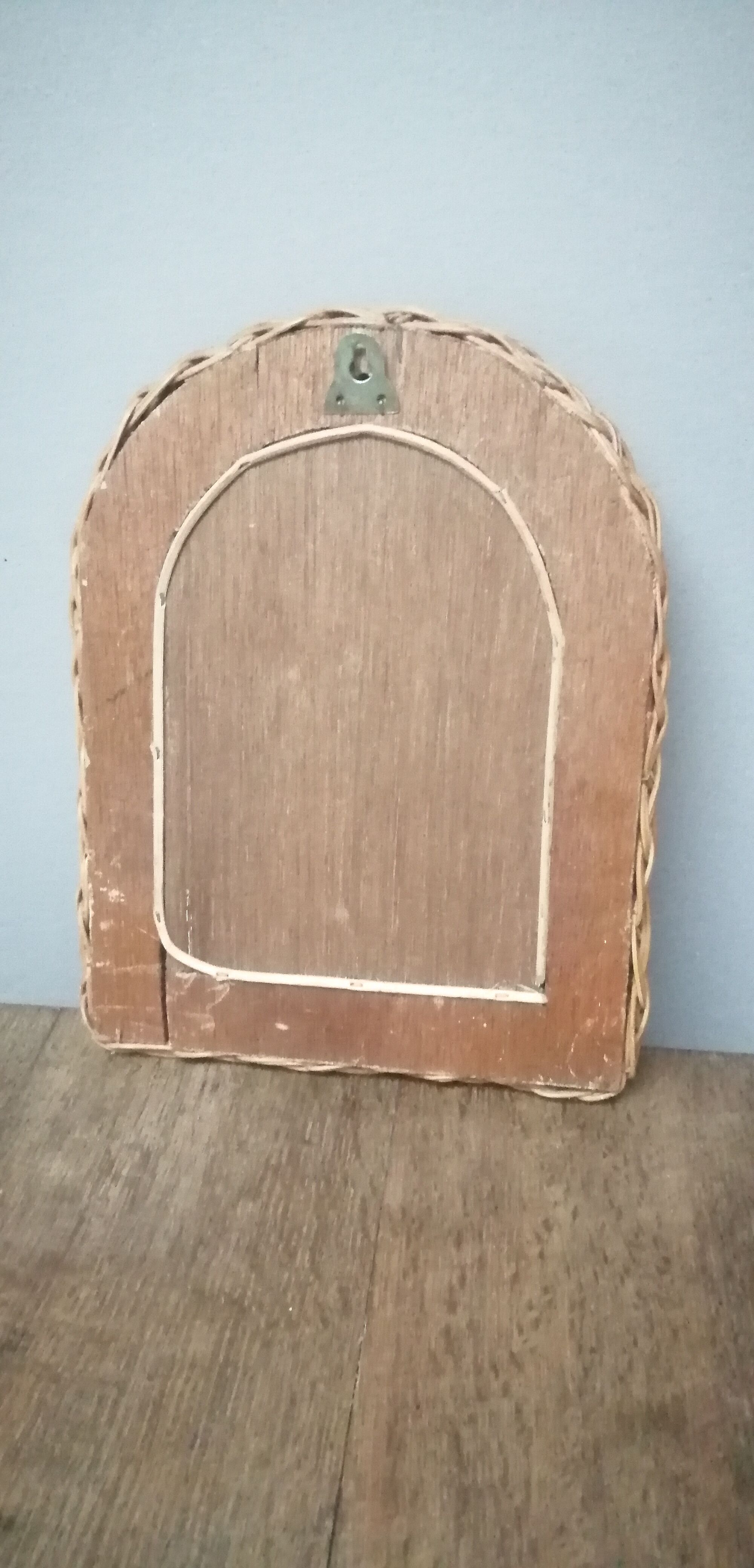 vintage rattan mirror