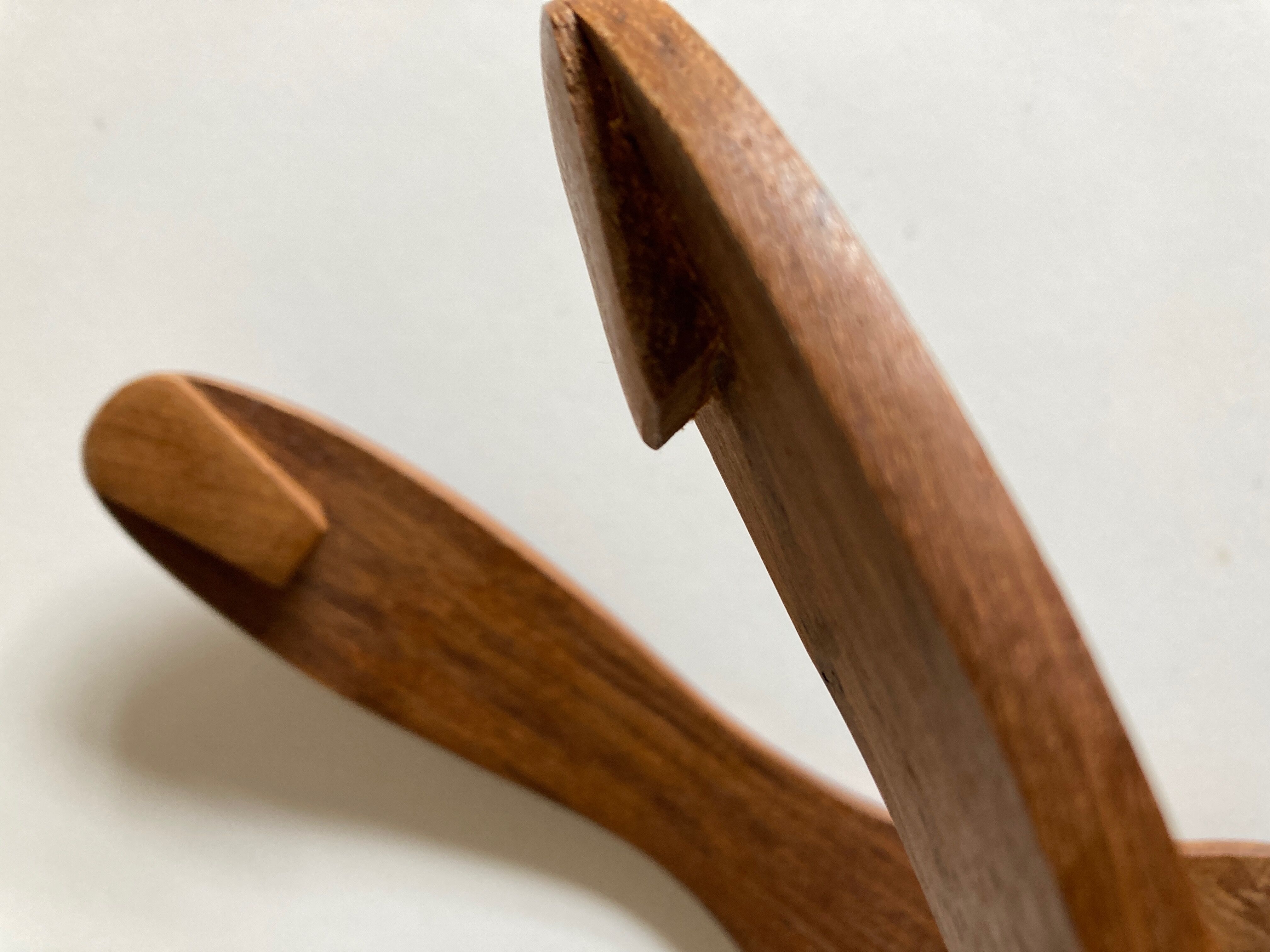Pair of XXL Scandinavian service cutlery in solid teak 1960