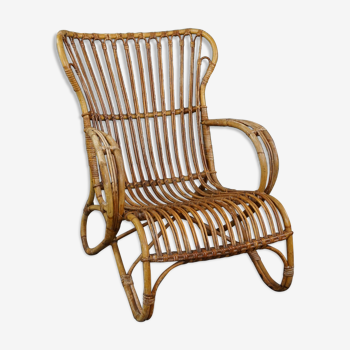 Belse 8 high-backed rattan armchair, Dutch Design, 1950