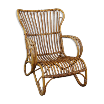 Belse 8 high-backed rattan armchair, Dutch Design, 1950
