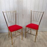 Duo of vintage gold metal chairs