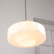 Mid-century Italian White Glass and Brass Pendant Lamp