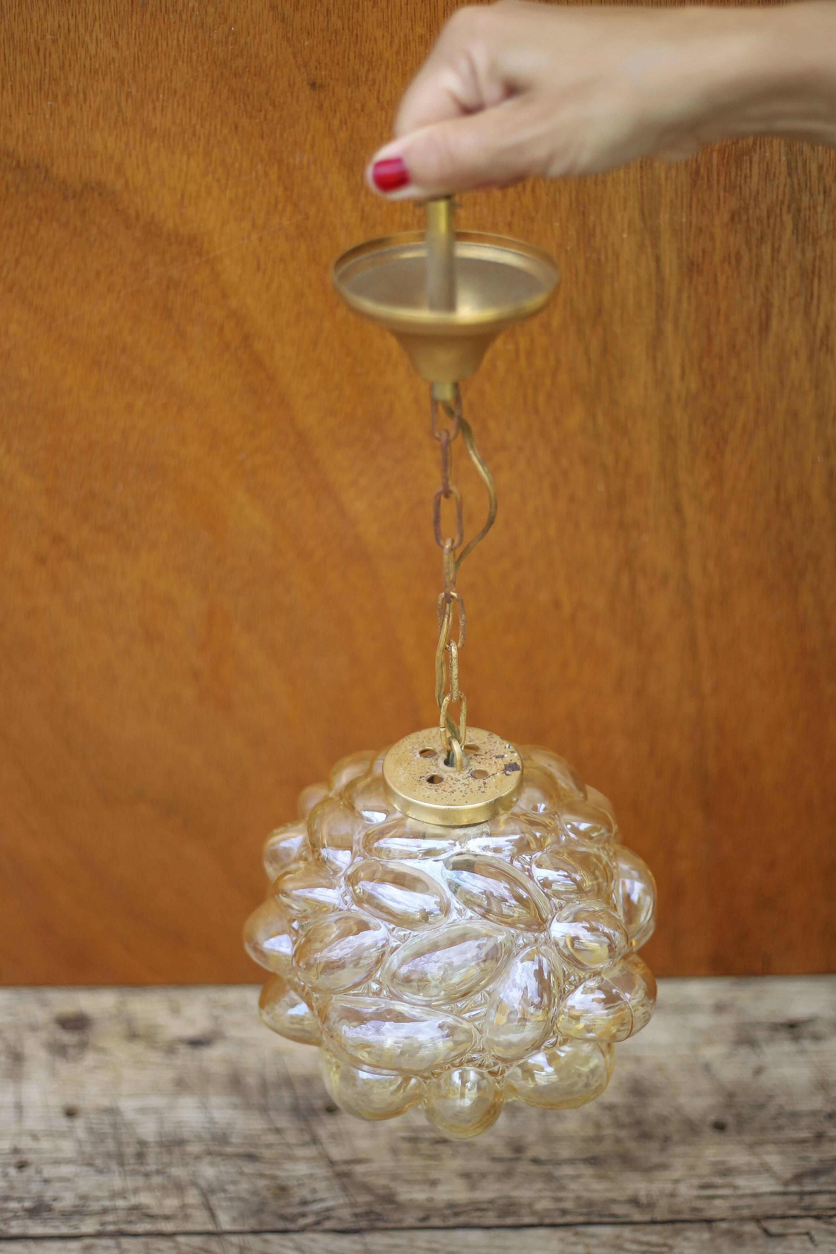 Bubbled glass suspension, glass ceiling lamp, lighting, interior decoration