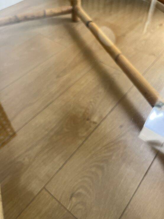 Bamboo rattan and glass coffee table