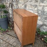 Vintage chest of drawers with compass feet, oak, original patina, 1950s