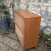 Vintage chest of drawers with compass feet, oak, original patina, 1950s