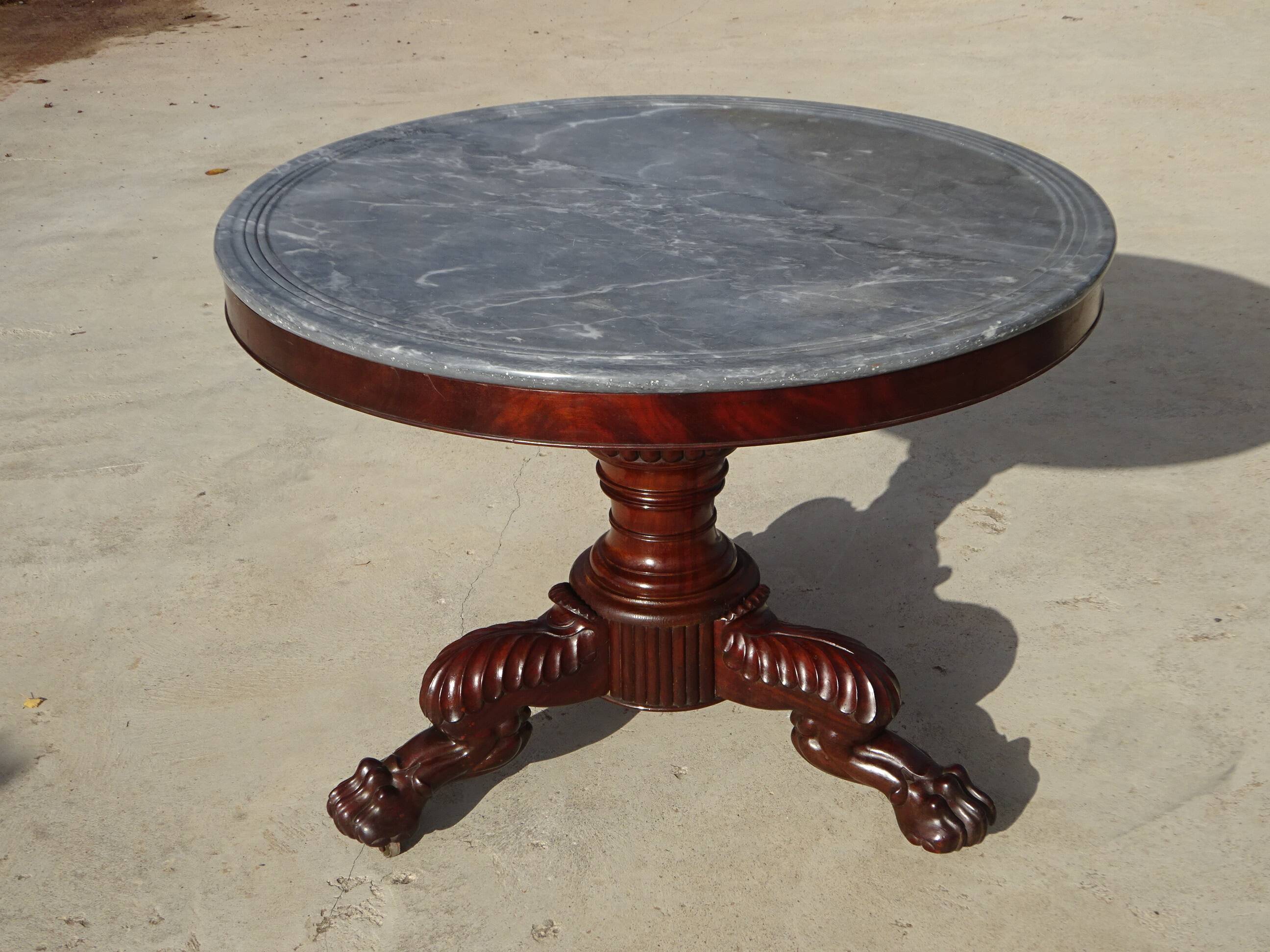 Empire guéridon, rotating marble top