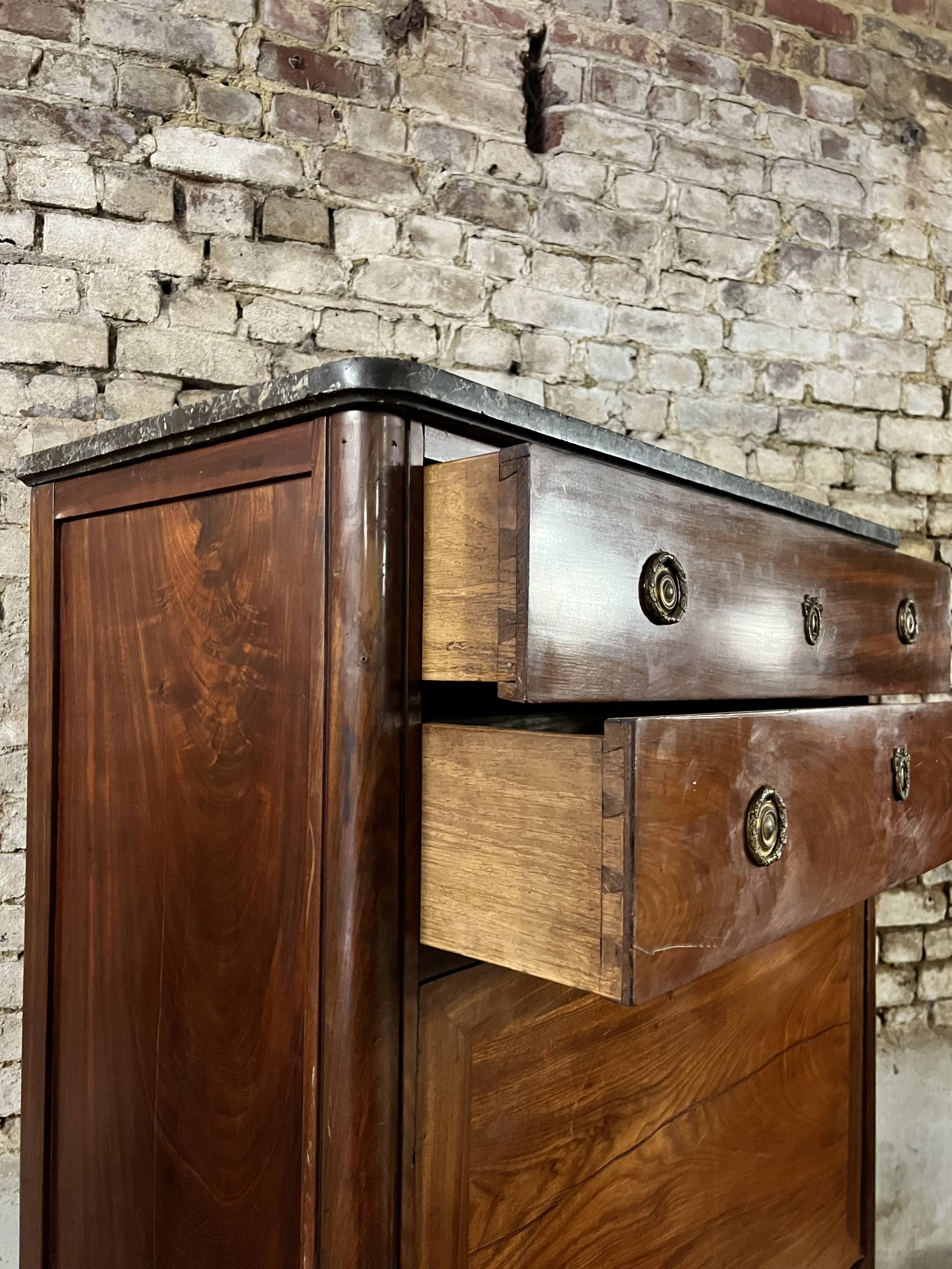 Secretary In Mahogany Louis XVI XVIII Eme Century