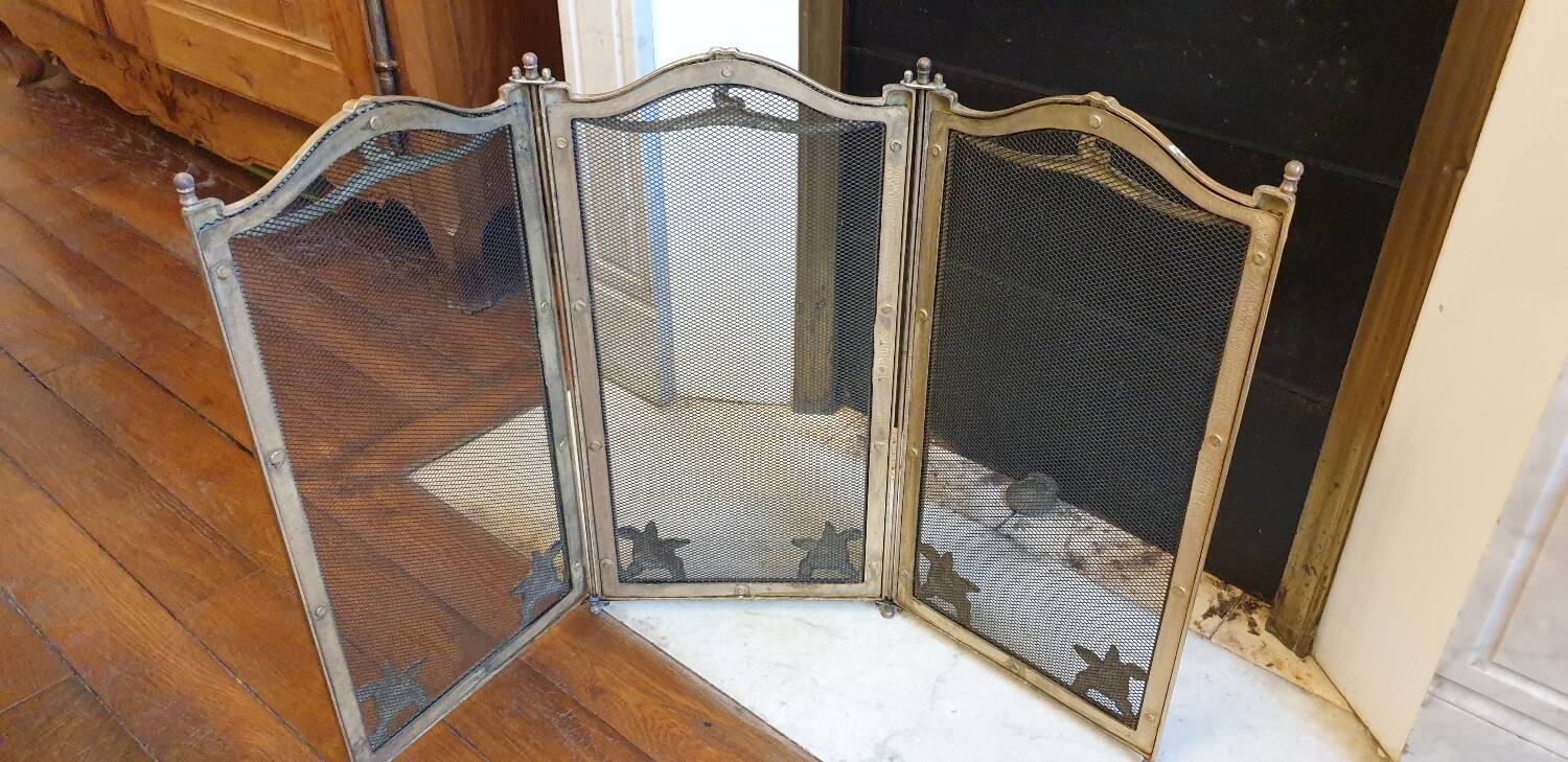 Art Nouveau brass fire screen 1900