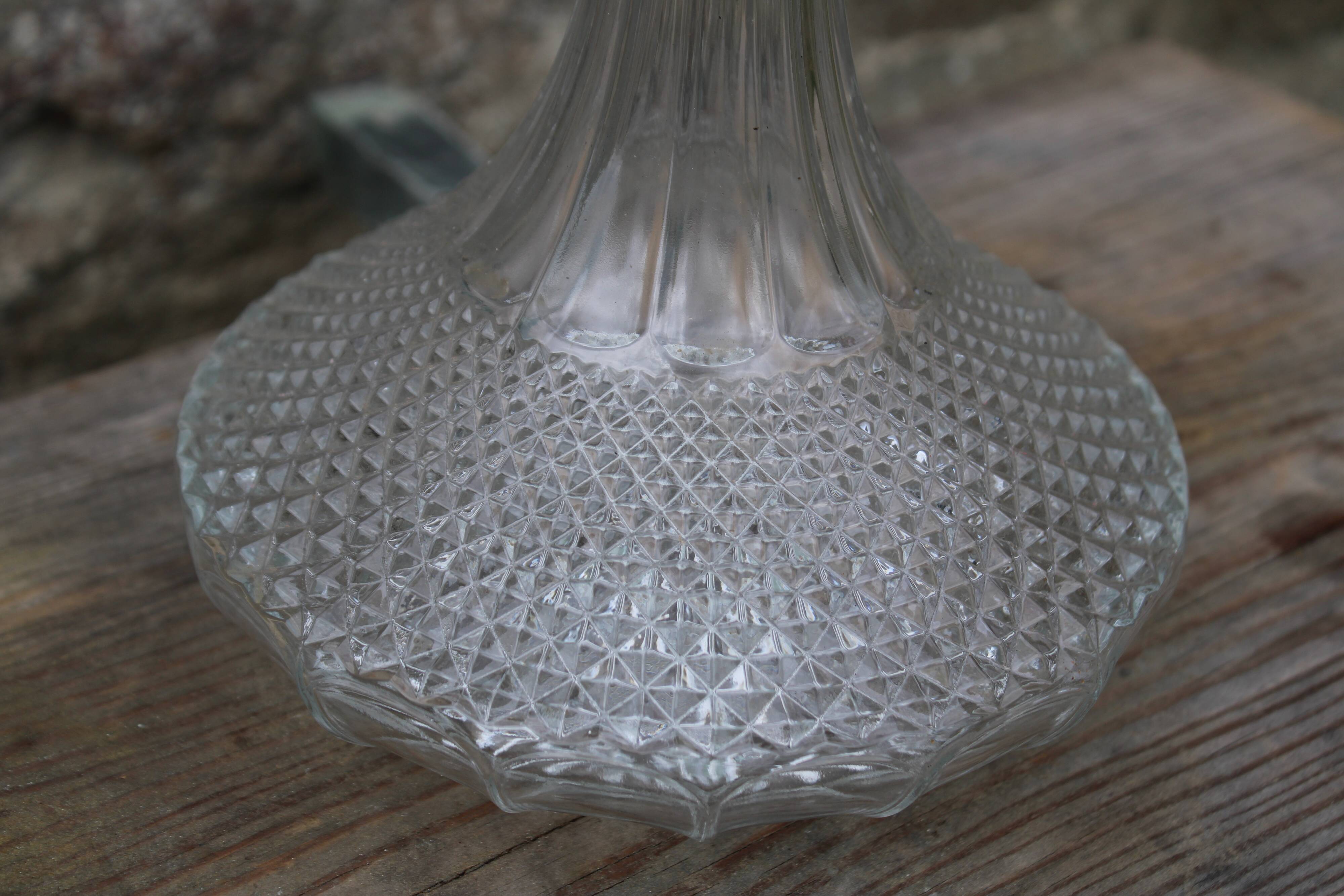 Superb vintage chiseled glass carafe