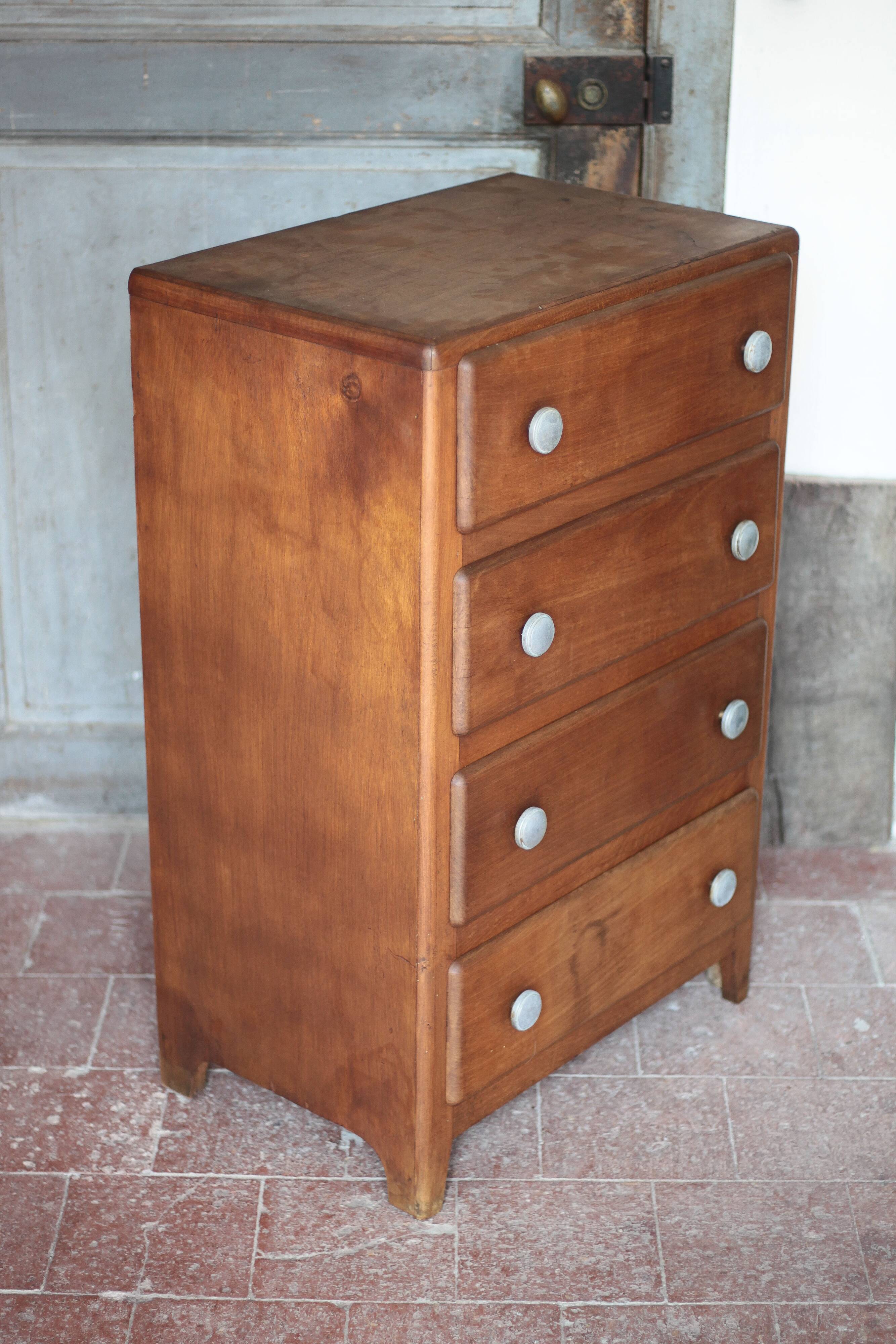 Vintage drawer unit, Art Deco wooden furniture, chest of drawers, tallboy.