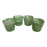 Four green glass paste candle holders