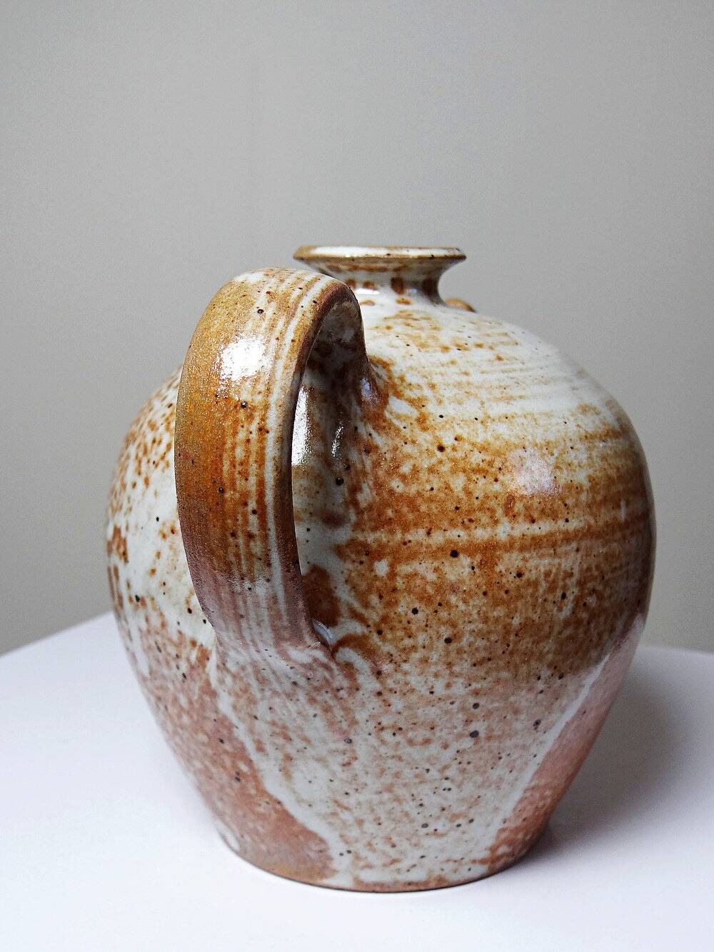 Petite cruche chevrette grès émaillé artisanal vintage 60-80