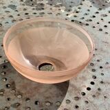 Globe coupole, en verre dépoli et verre transparent rose, Art Déco