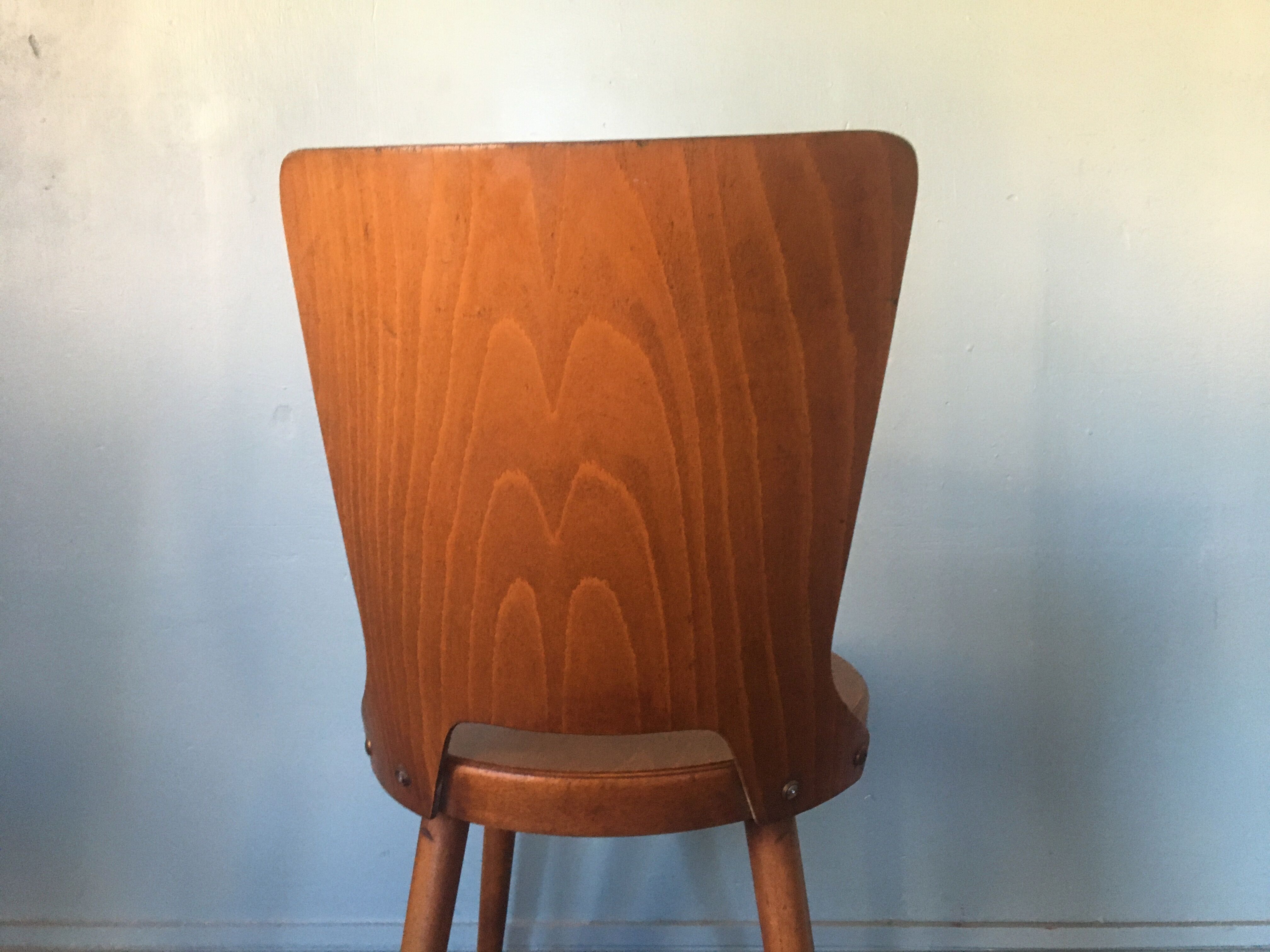 Suite of 4 chairs bistro Baumann, 60s.
