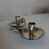 Pair of Atla Denmark Scandinavian candlesticks in silver metal