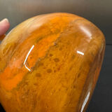 Marbled orange and white glass vase with applied handle – Art Deco