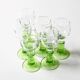 Set of 6 Vintage Limoncino Liqueur Glasses Green Stem Shot Glasses Bormioli