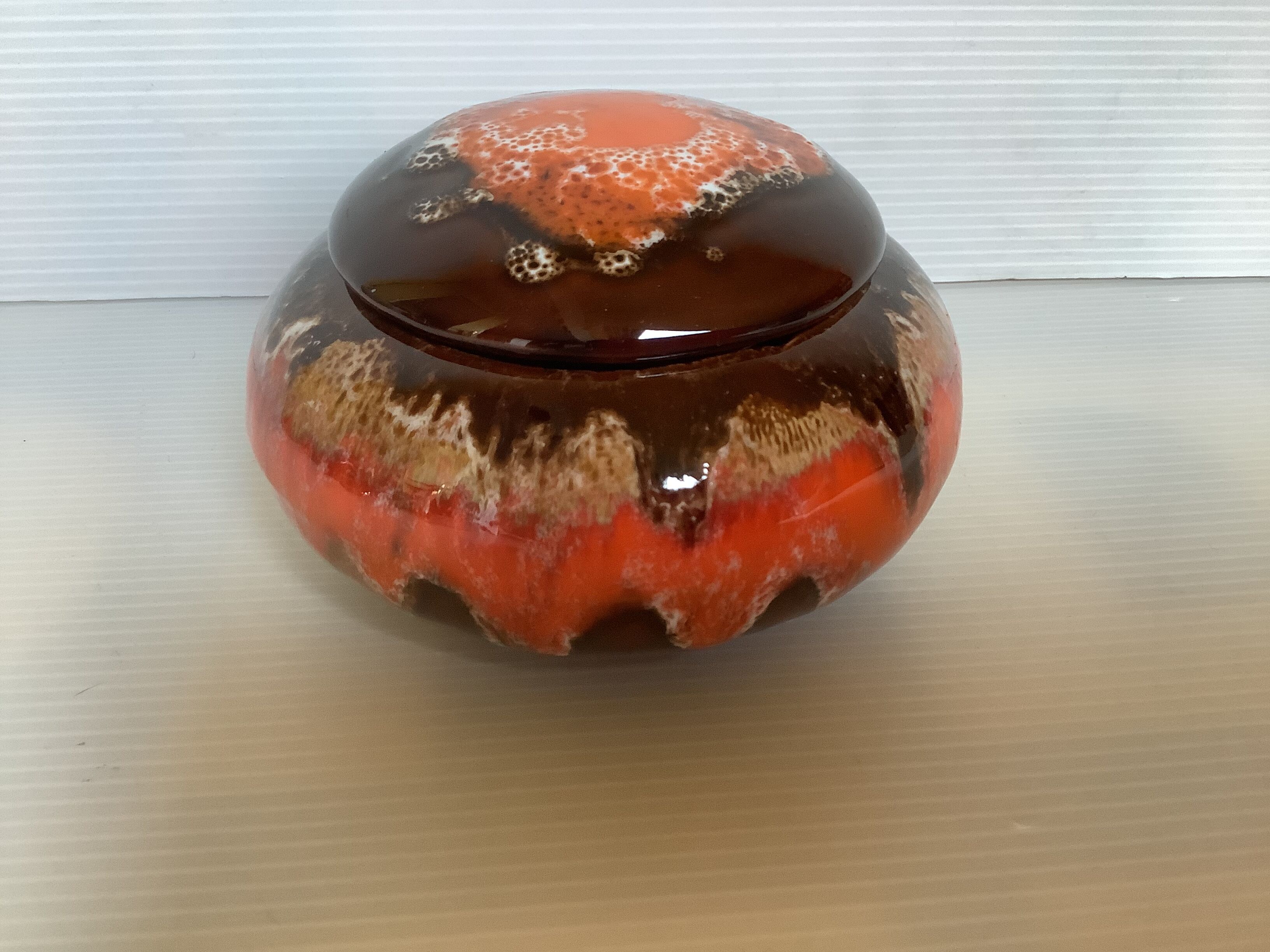 Vallauris ceramic box orange brown