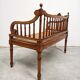 Banc sculpté à la main style Louis XVI avec siège en cannage tissé