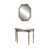 Table console miroir Deknudt et miroir octogonal assorti, Belgique, années 1980.