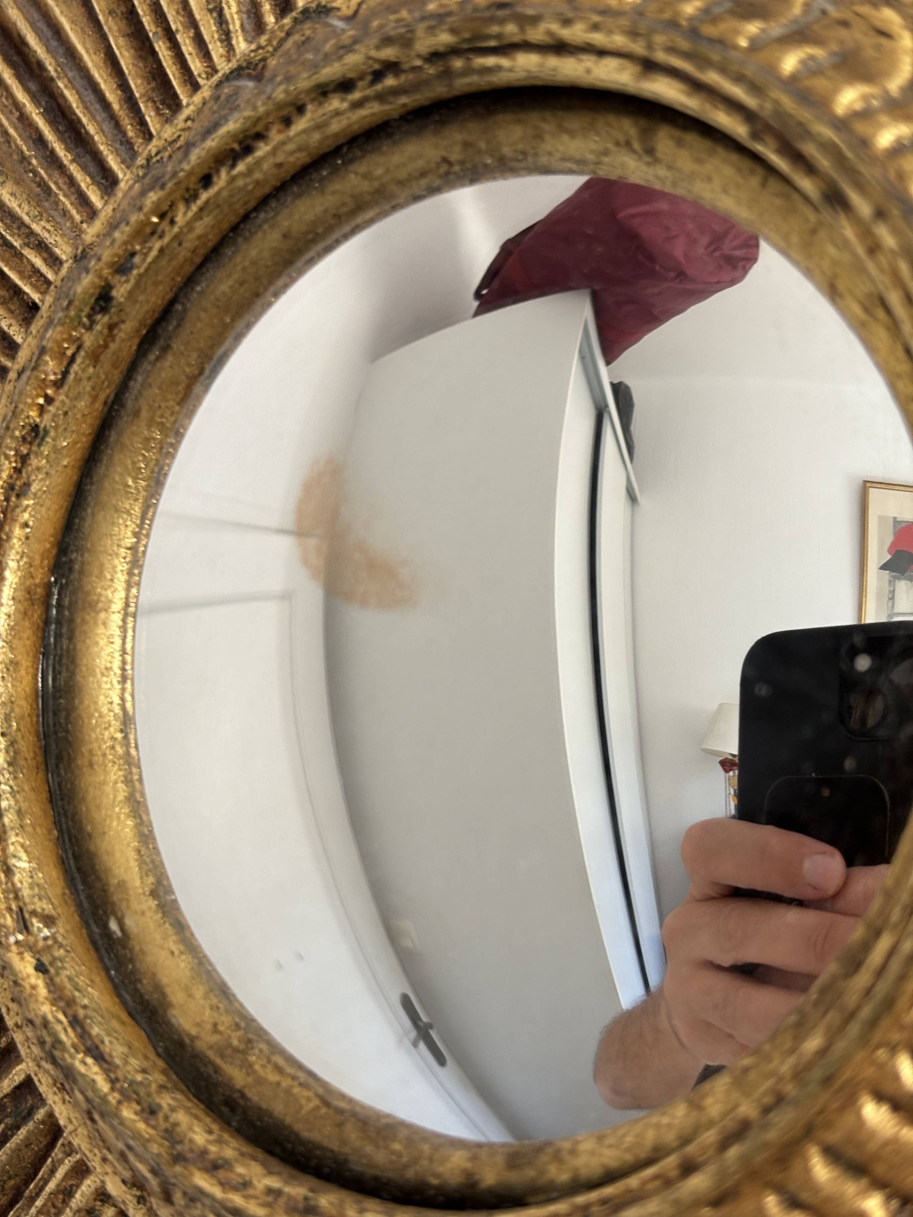 Vintage 1960s sun mirror witch's eye gold - 26 cm