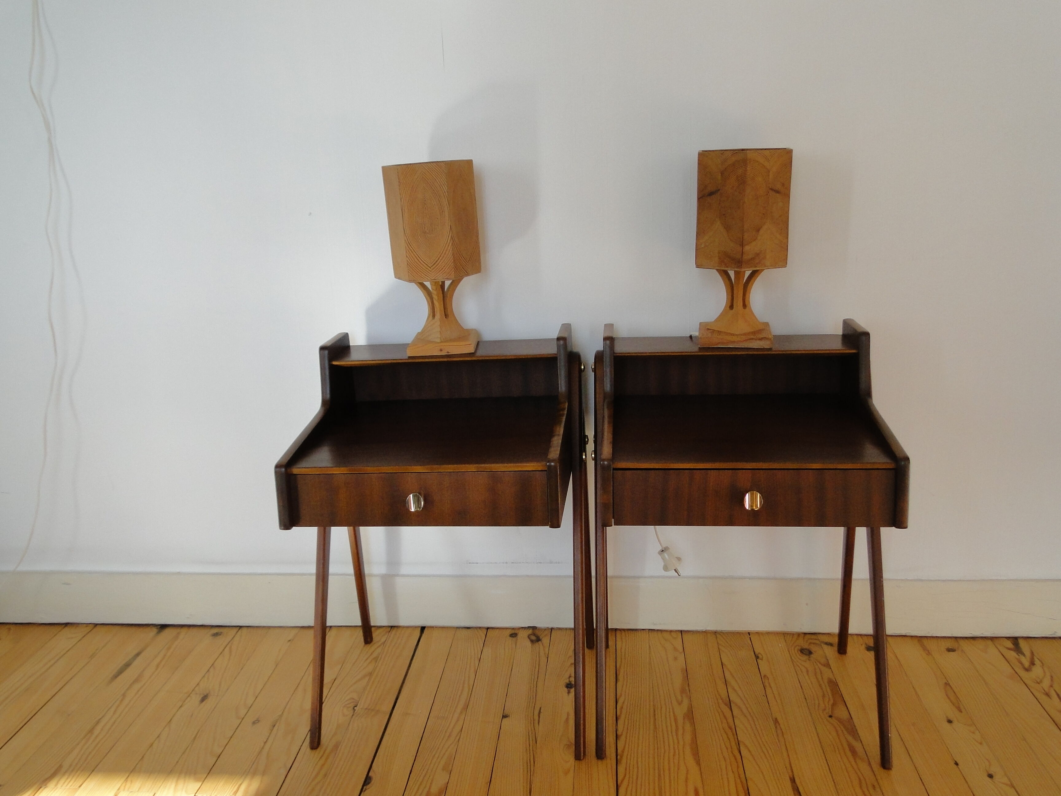 2 pine table lamps, swedish handicrafts 1978 1985