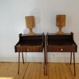 2 lampes de table en pin, artisanat suédois 1978 1985