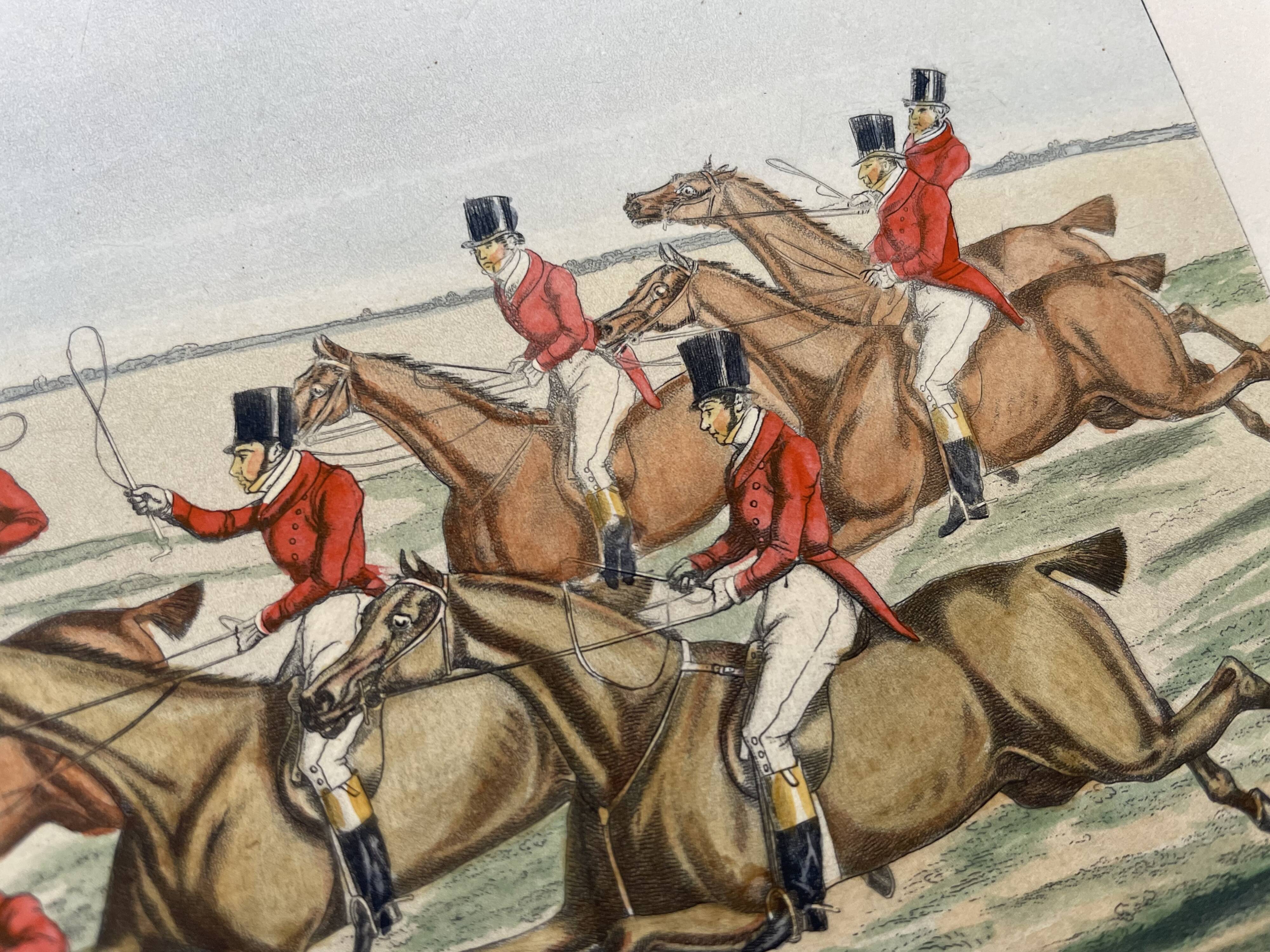 Old English engraving / court hunting