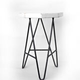 Tabouret vintage bois et structure en fer
