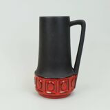 1960s vintage scheurich VASE model 411-25 matte brown glaze red pattern