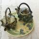 Vintage ceramic teapots barbotine style