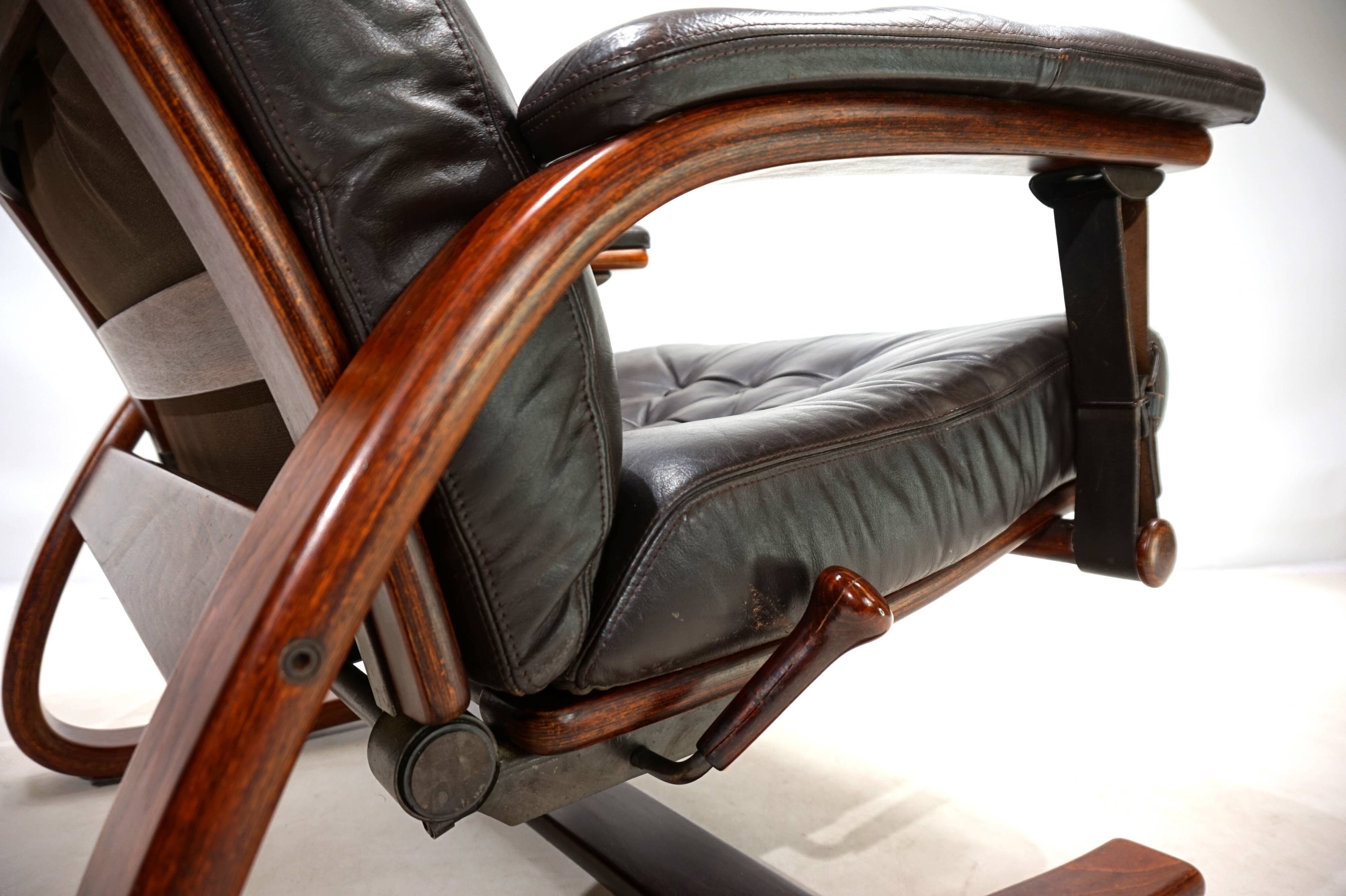 Westnofa Panter Leather Lounge Chair with Ottoman by Arnt Lande, 1970s