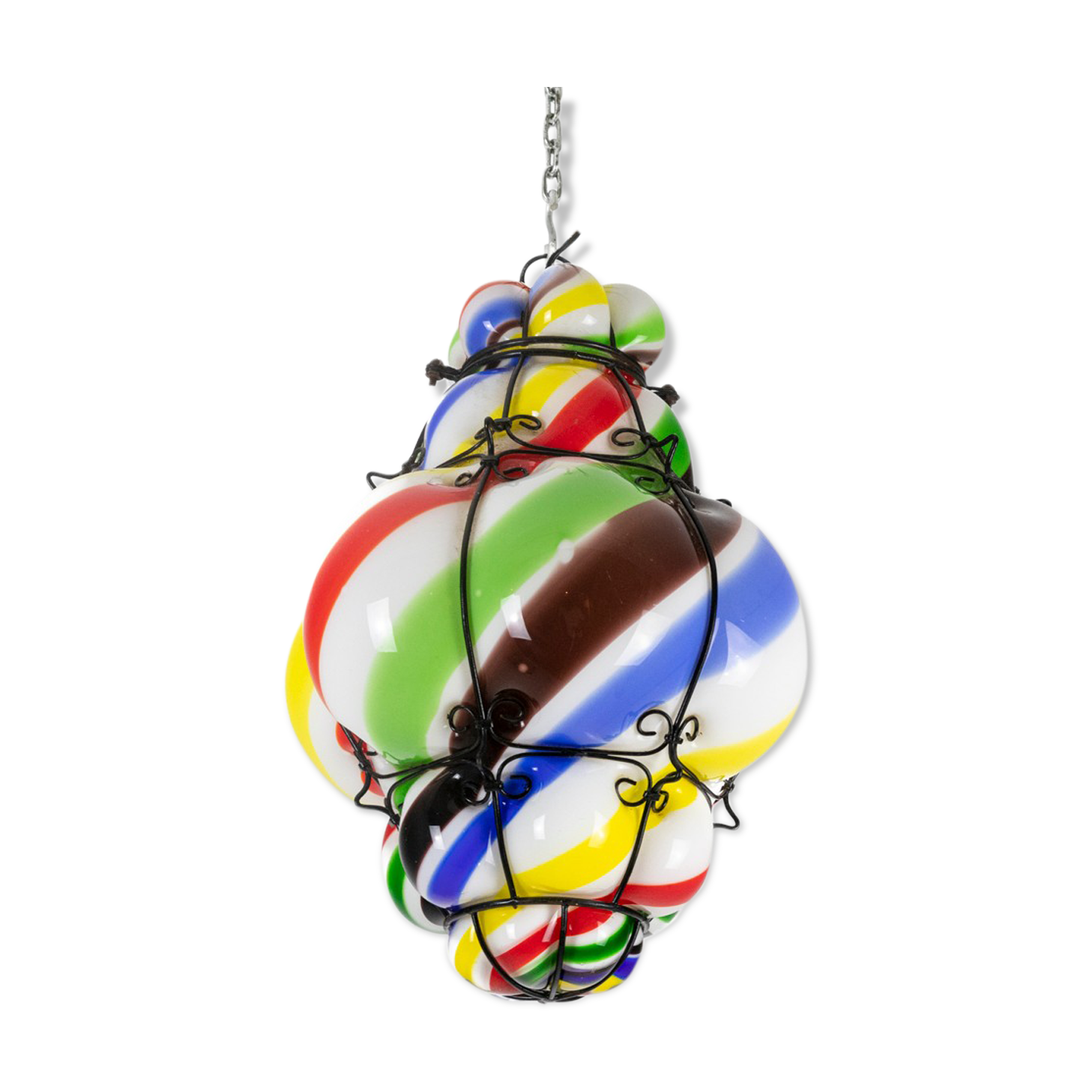 Series of polychrome glass "barley sugar" lanterns, 1950s