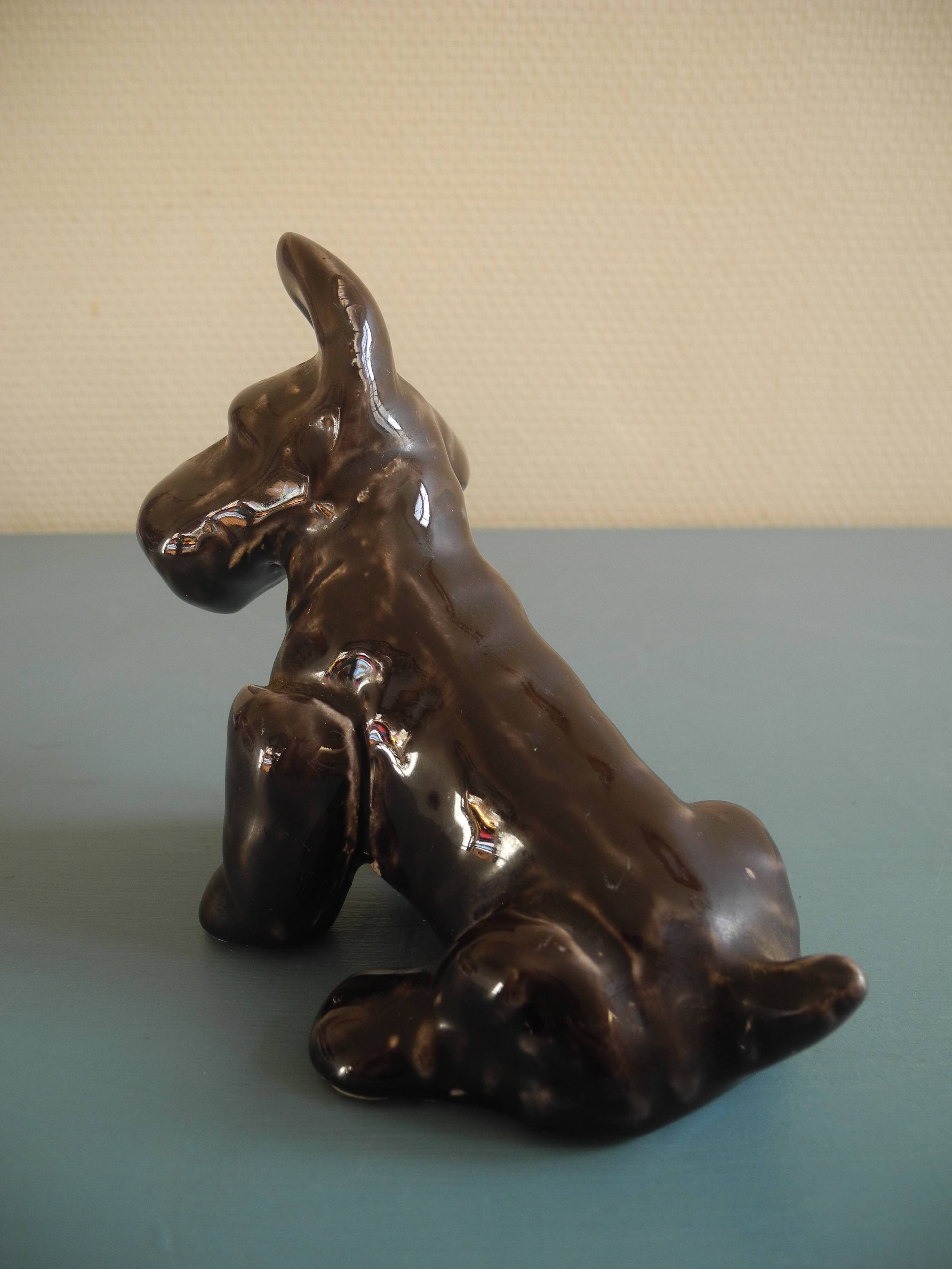 vintage ceramic dog figurine 50s