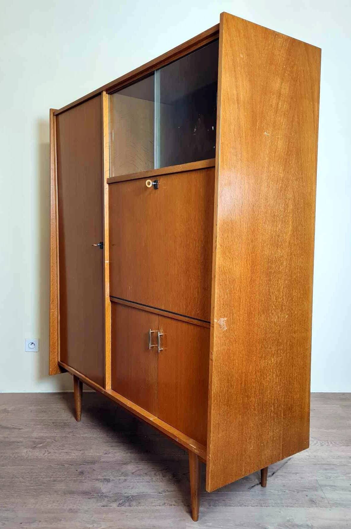 Vintage secretary cabinet from the 60s in teak