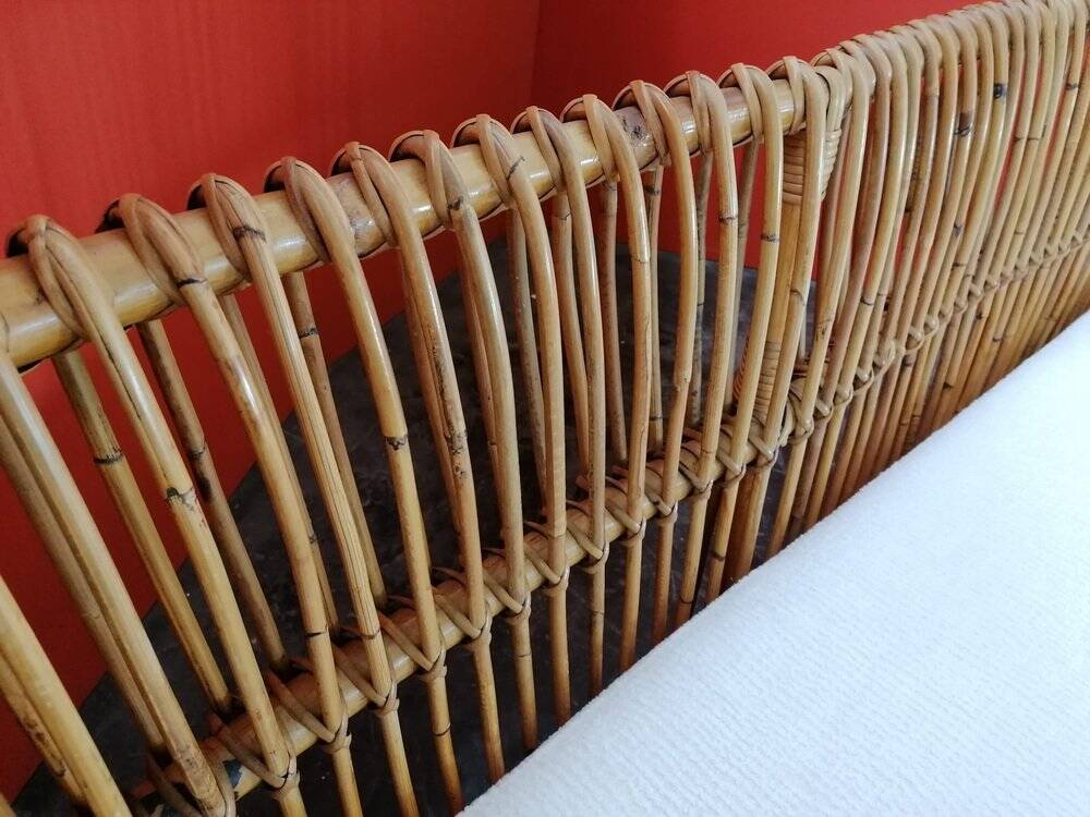 Mid-Century Rattan and Bamboo Canapé, Italy, 1960s
