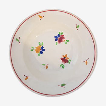 Semi-hollow dish of Gien earthenware, Mireille service - Hand-painted