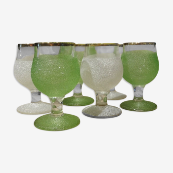 Set of 6 glass frosted glass frosted vintage 50's 60's