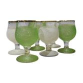 Set de 6 verres à liqueur verre givré fond épais vintage 50's 60's