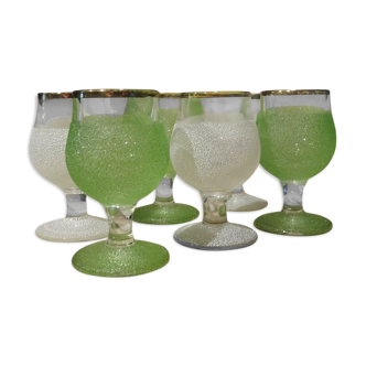 Set of 6 glass frosted glass frosted vintage 50's 60's