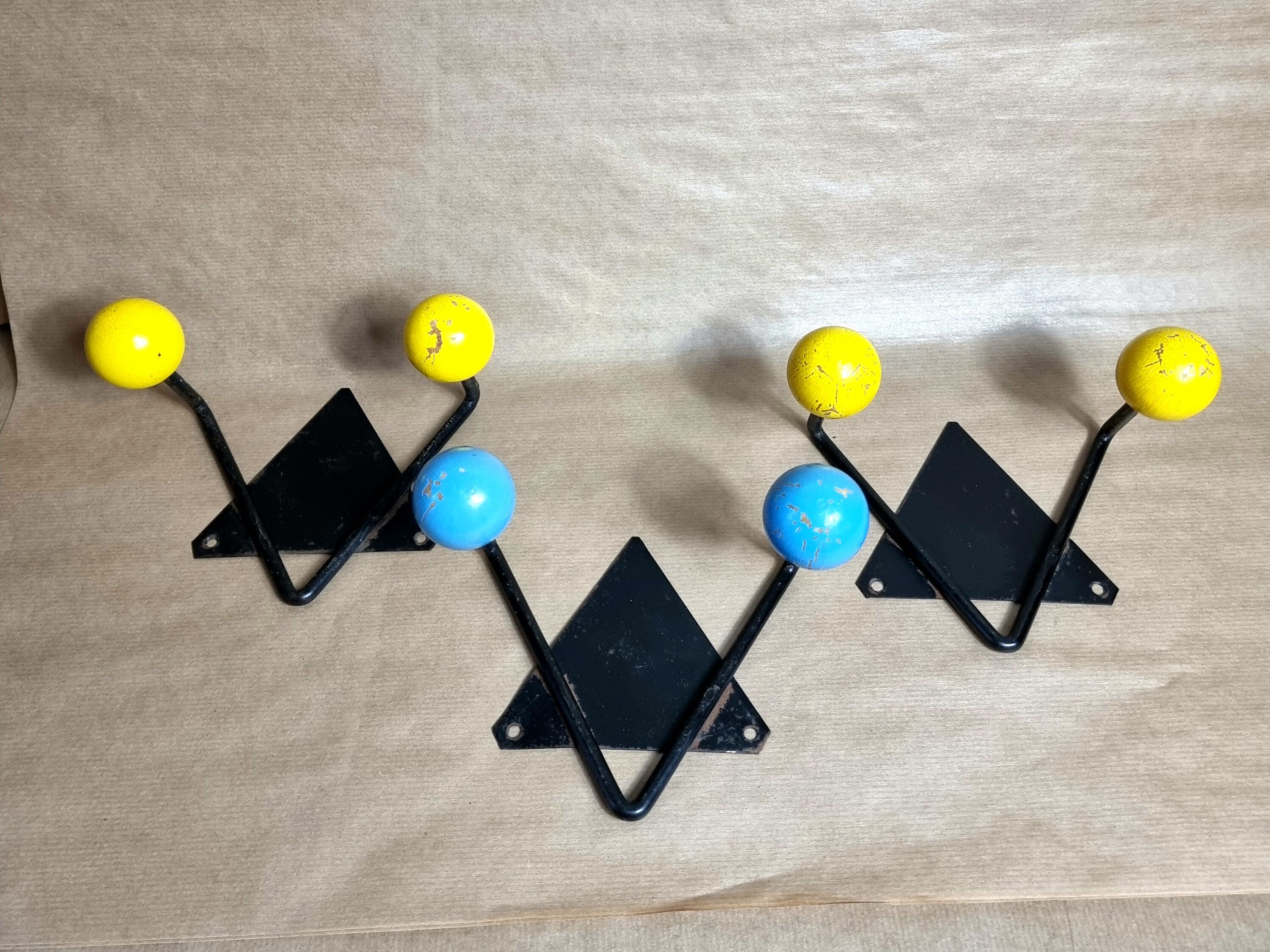 Lot 3 hooks coat racks with 2 balls vintage