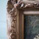 Old oil on canvas, bouquet of flowers, Montmartre style framing.