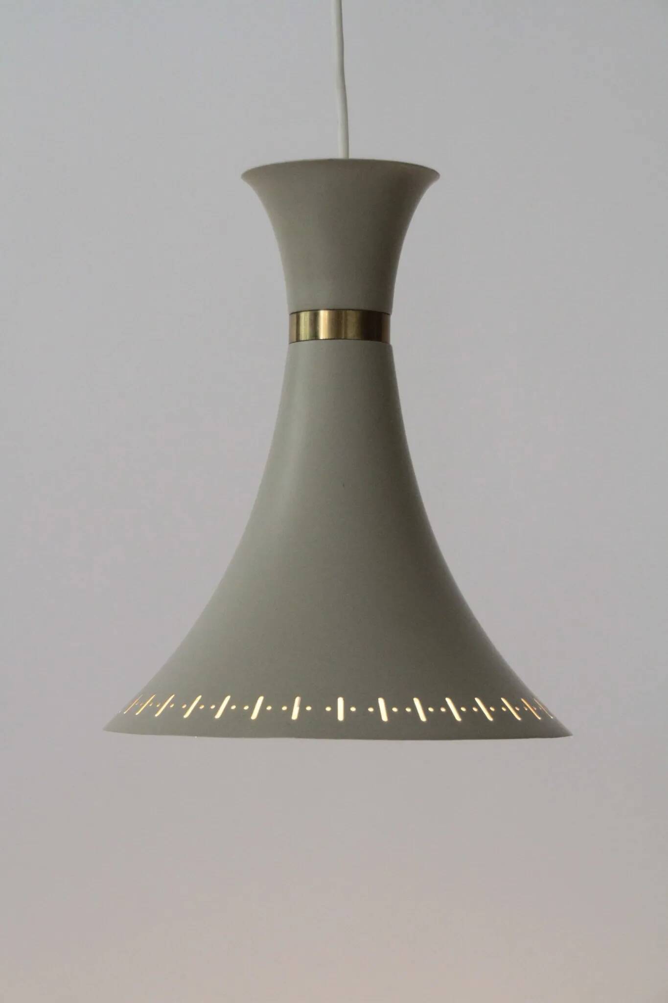 Light Grey Metal Pendant Lamp – Diabolo Shape, Scandinavia, 1960s